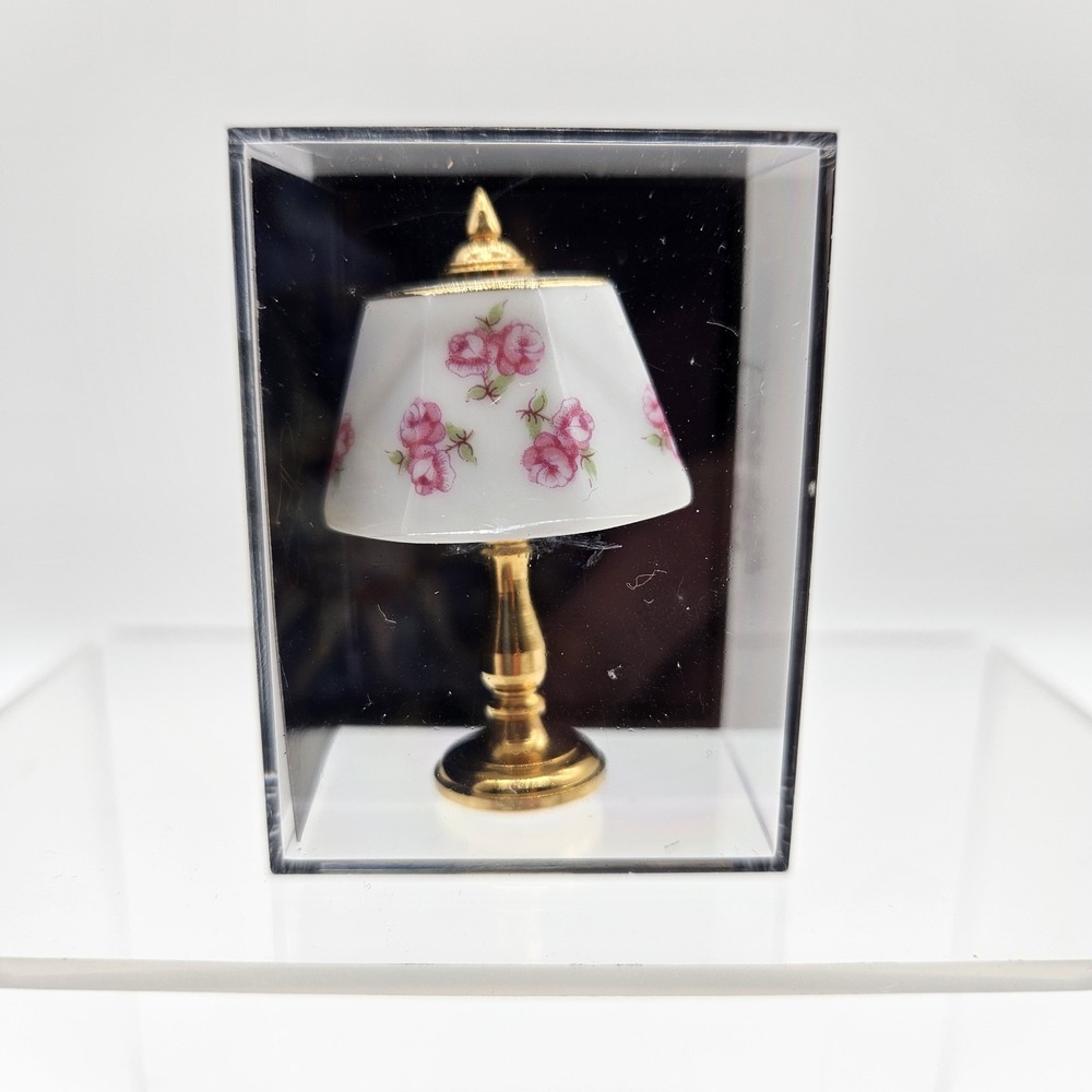 VTG Reutter Porzellan Roses Table Lamp Dollhouse Miniature 1:12 Scale New in Box